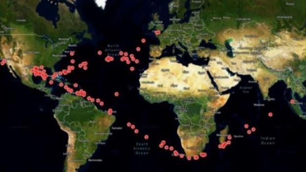 Map shows fleets of empty oil tankers heading to US amid Iran war