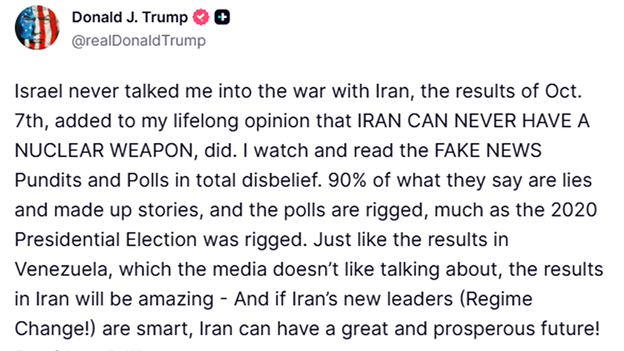 Trump hits back at 'pundits and polls' on Iran, predicts 'amazing' results