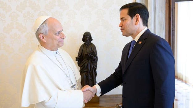Pope greets Rubio at the Vatican after spat with Trump