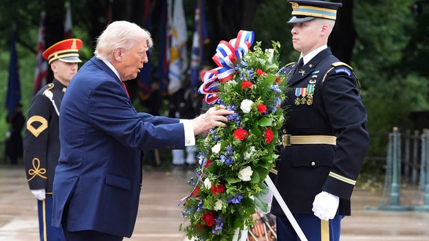 Chaplain Lt. Col. Kevin Trimble delivers wreath-laying prayer