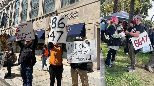 ‘86 47’ emerges as a defiant message among anti-Trump demonstrators