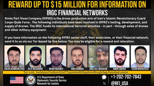 State Department offers $15M reward targeting IRGC drone procurement network