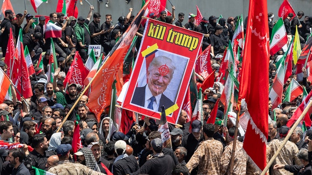 Trump image pelted with stones at Khamenei funeral, state media footage shows