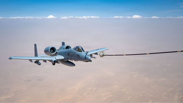 A-10C attack aircraft getting refueled