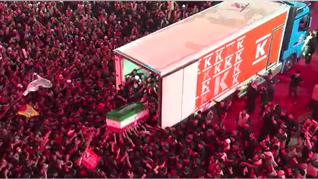 Finnish grocery chain says it was not involved after branded truck appeared in Khamenei funeral