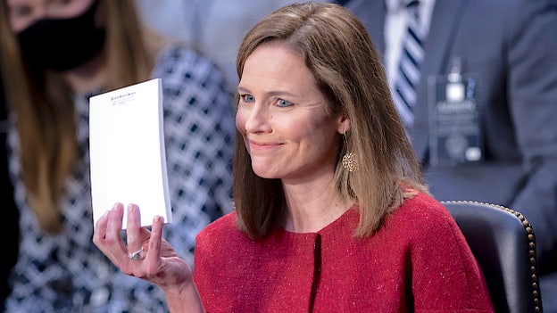 Justice Amy Coney Barrett brings her blank notebook, brain back to Congress for first time