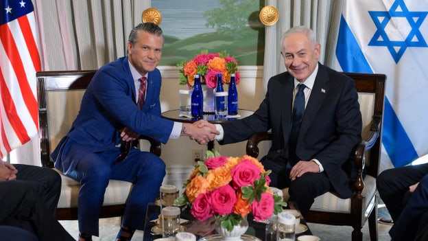 Israeli PM Netanyahu meets War Secretary Hegseth at Blair House in DC