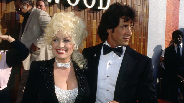 Co-stars Dolly Parton and Sylvester Stallone at the "Rhinestone" premiere. (Getty Images)