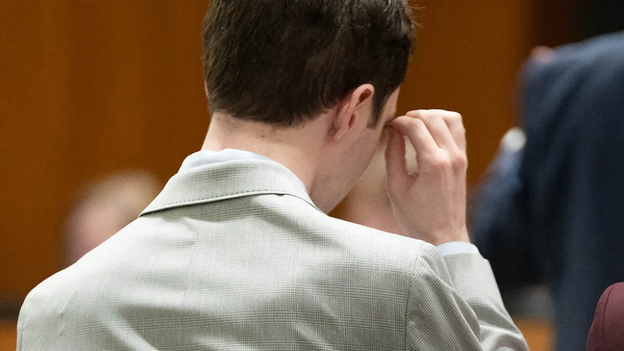 Tyler Robinson sits as his defense team argues before the judge during closing arguments (Credit: Francisco Kjolseth/The Salt Lake Tribune via Pool)