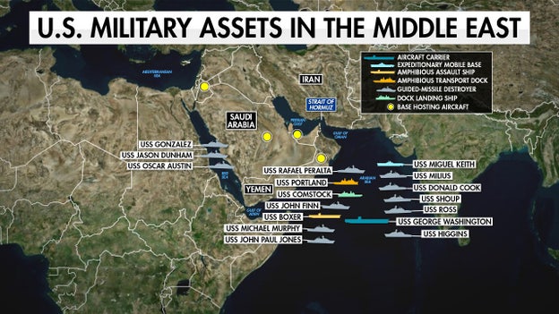 Map of U.S. warships in the Middle East (Credit: Fox News Graphic)