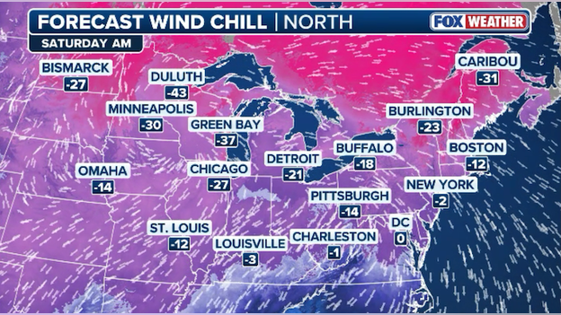 Frigid air sweeping into the Northeast