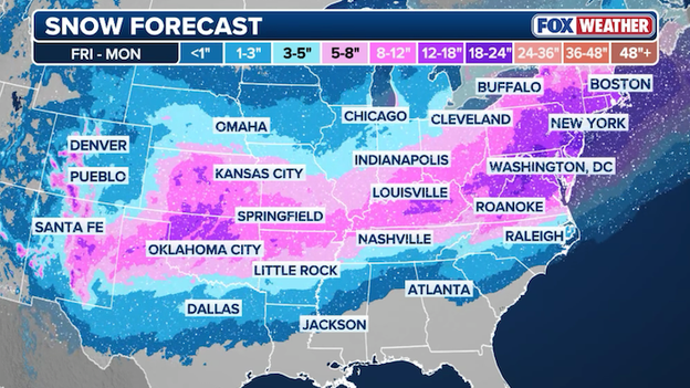 Blockbuster snow setting up from America's Heartland to New England