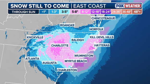 Heavy snow to hammer the Carolinas as nor'easter rapidly intensifies