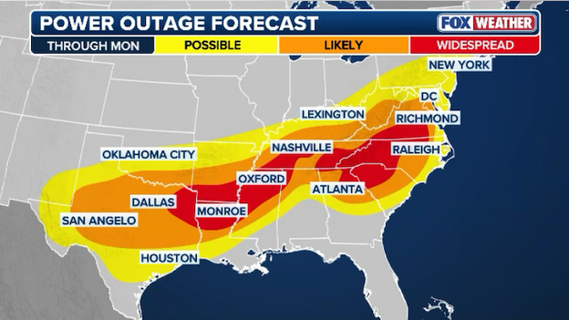 Widespread power outages expected across 10 states
