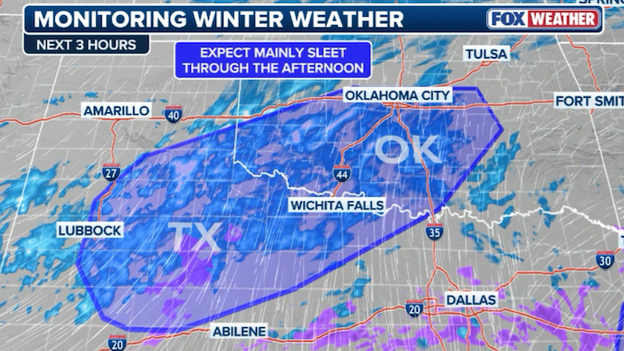 North Texas and Oklahoma expected to see more sleet through the afternoon