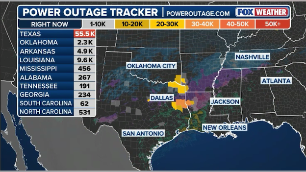100,000 customers now without power across a half dozen states