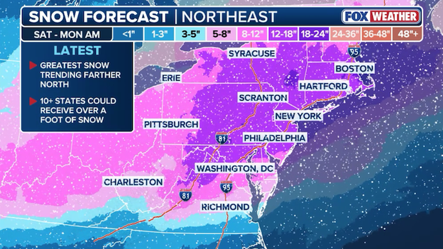 12"+ of snow to slam much of the Northeast I-95 corridor