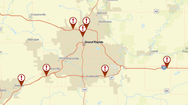 Multiple crashes reported near Grand Rapids