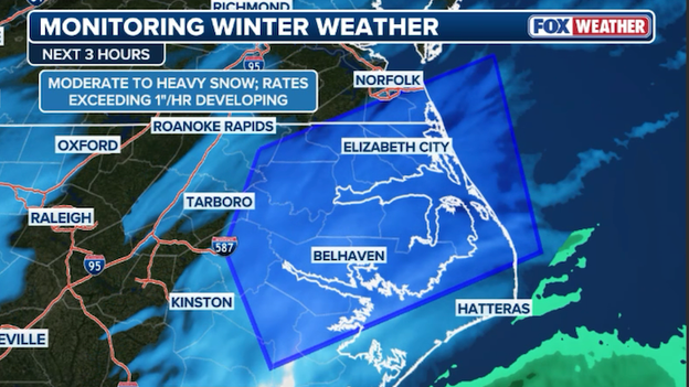Heavy snow hammering eastern North Carolina as nor’easter rapidly intensifies