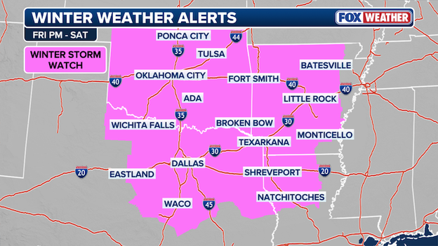 Dallas-Fort Worth under Winter Storm Watch