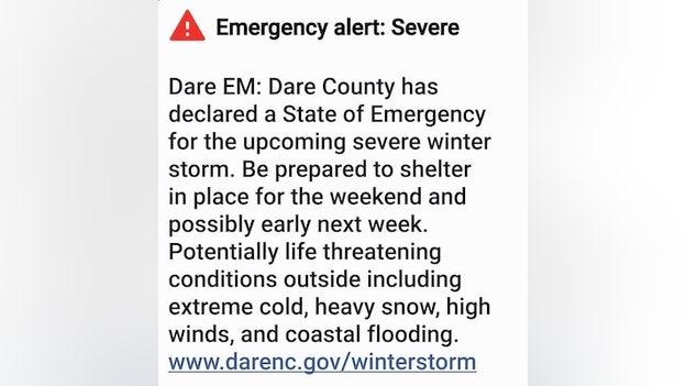 Dare County, North Carolina sends Wireless Emergency Alert to people ahead of storm