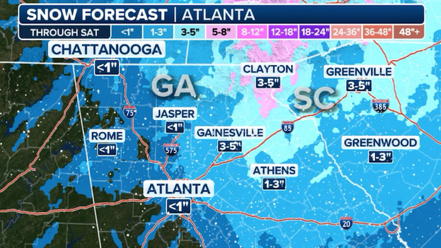 North Georgia under Winter Storm Warning as snow threatens Atlanta