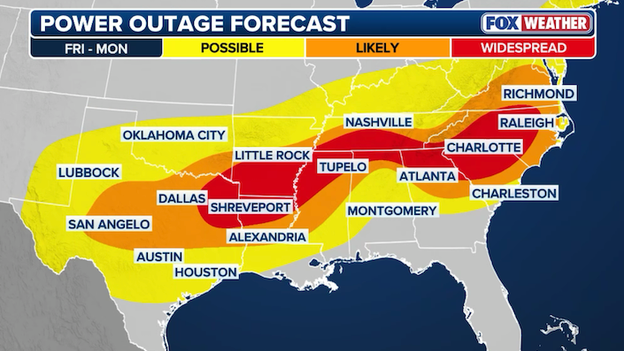 Long-lasting power outages expected across the South