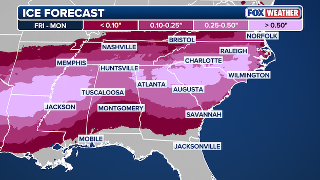 Dangerous ice could cripple travel in the South