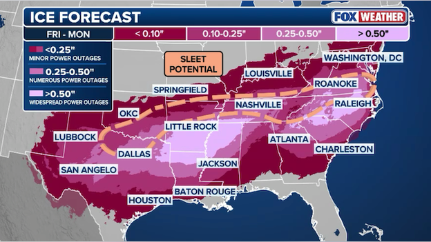 Latest ice forecast from the FOX Forecast Center