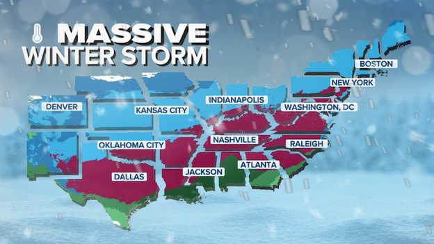 Massive footprint of snow and ice