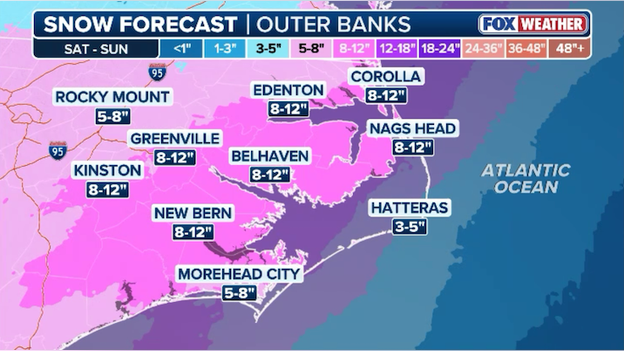 Heavy snow heads for North Carolina's Outer Banks