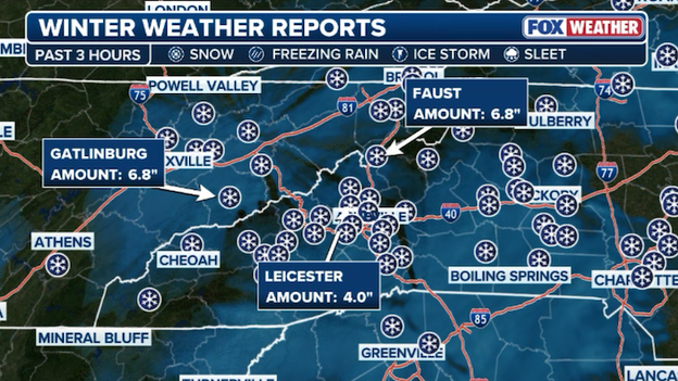 NEW snow report: 6.8 inches recorded in Gatlinburg, Tennessee