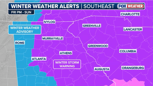Winter Storm Warning issued for Atlanta metro area in Georgia