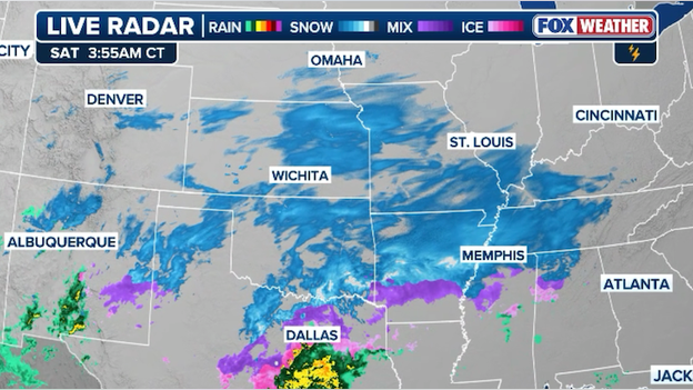Snow and ice charging east right now