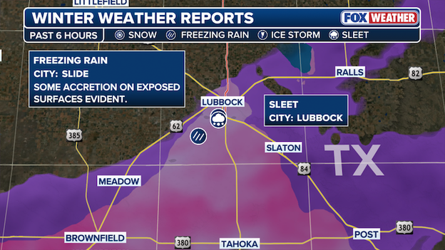 Ice accumulating around Lubbock, TX