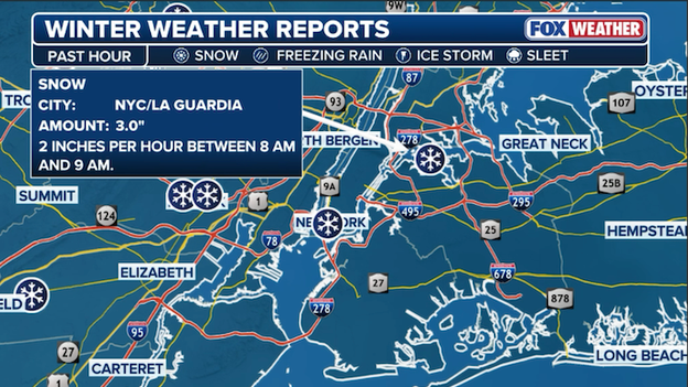 NEW snow report: 3.0 inches at LaGuardia Airport in New York