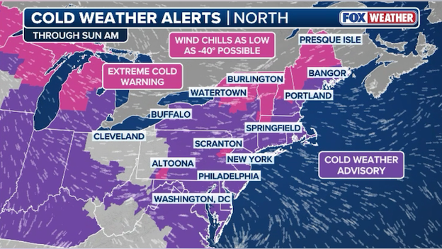 Extreme Cold Warnings in effect for 43 million Americans