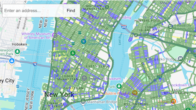 PlowNYC map shows how recently any street has been plowed