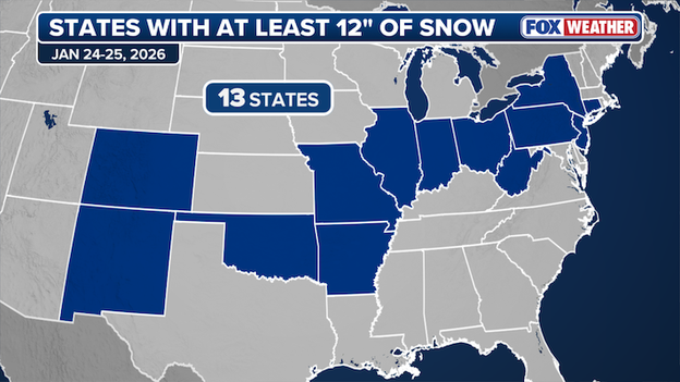 More than a dozen states reporting at least a foot of snow