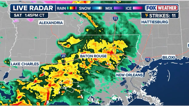 Tracking storms slamming Baton Rouge and New Orleans