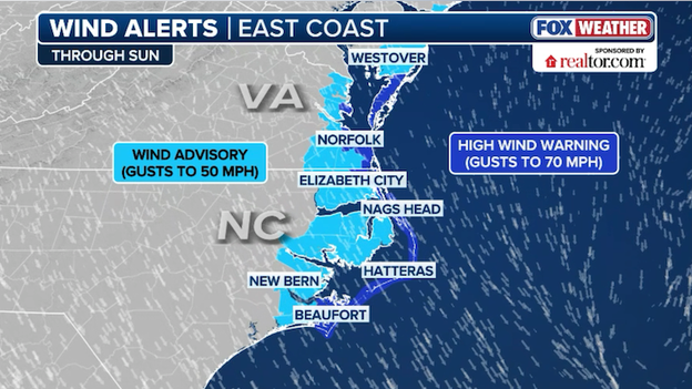 Hurricane-force wind gusts expected along North Carolina's Outer Banks