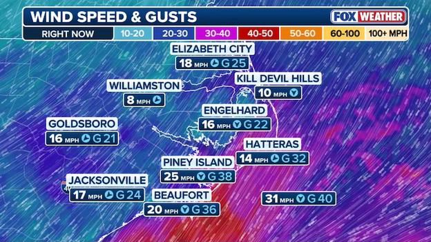Winds increasing now as storm intensifies off Southeast coast