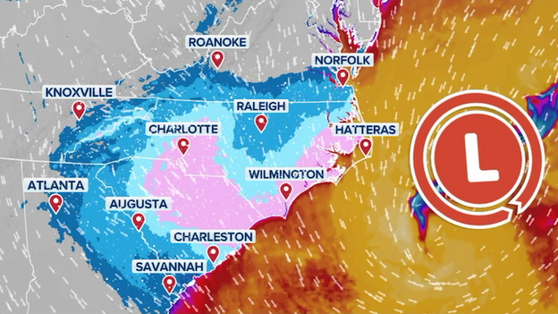 Nor'easter 'bombs' the Atlantic, blasting Carolinas with blizzard conditions