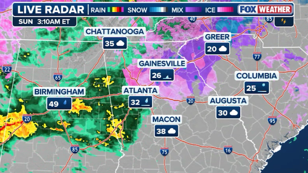Freezing rain arrives in Atlanta