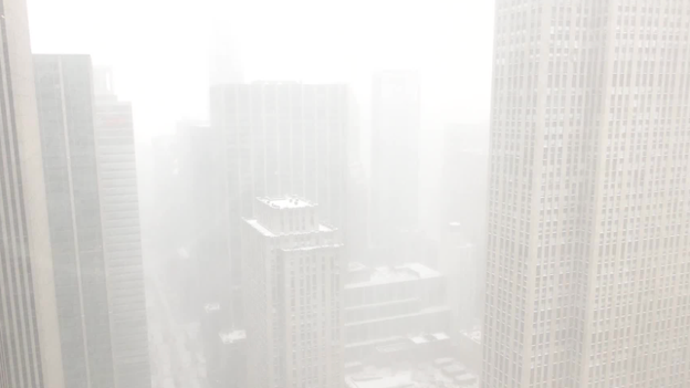 Heavy snow creates near-whiteout conditions in New York
