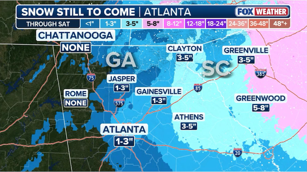 Record totals possible as nor'easter hammers North Georgia
