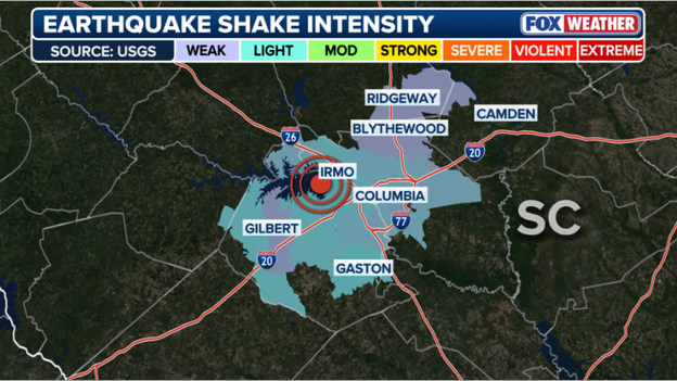 Who felt the South Carolina earthquake?