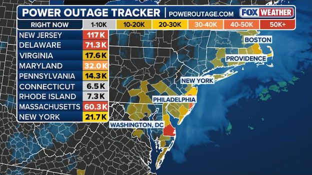 Power outages top 345,000 as blizzard hammers Northeast