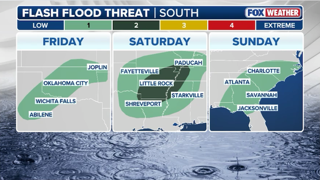 Multi-day flash flood threat targets Oklahoma to Tennessee