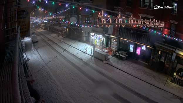 Mulberry Street live cam shows the rapid onset of dangerous nor'easter in NYC